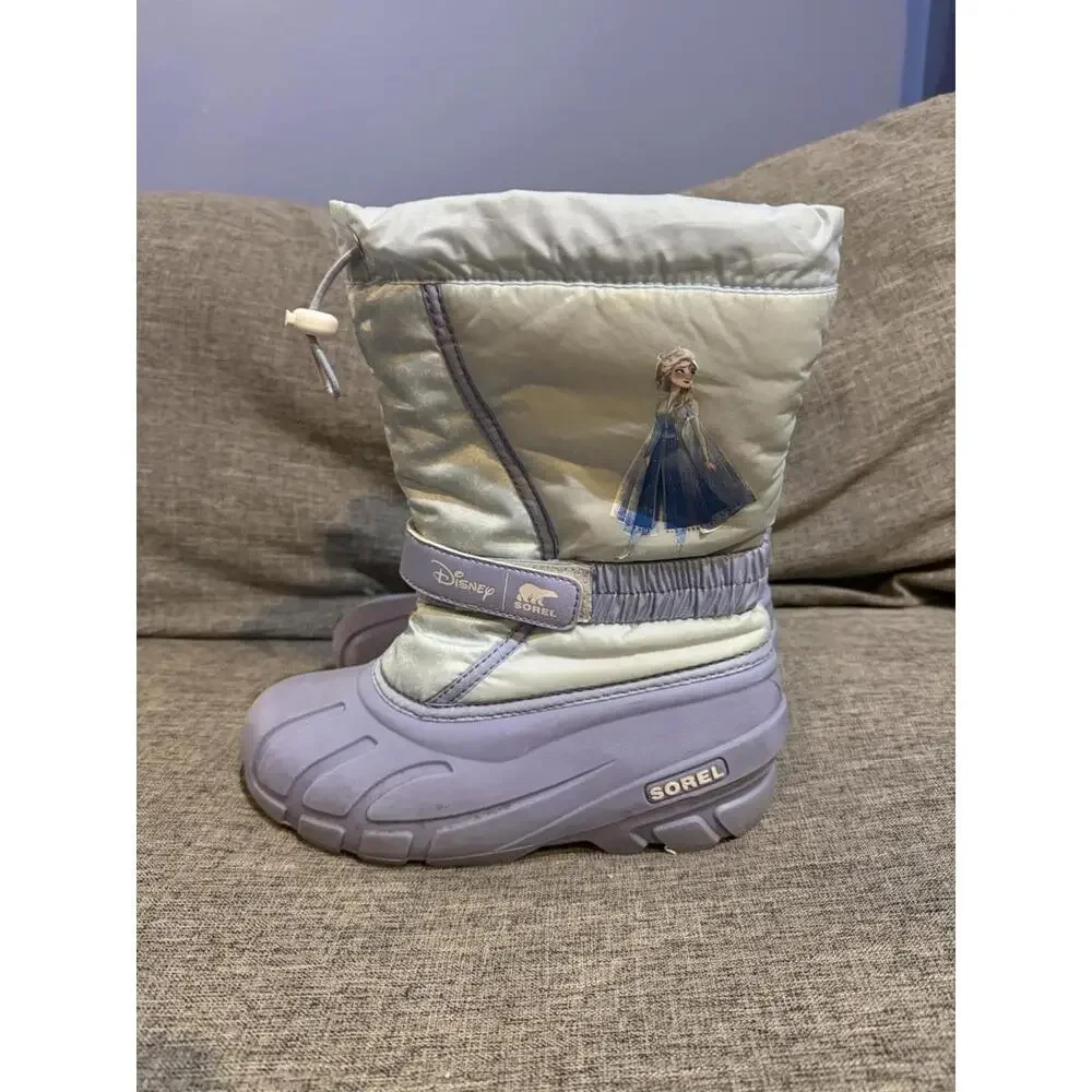 Sorel Disney Frozen Elsa Winter Boots YOUTH Size 4 Y Light Blue Pull On